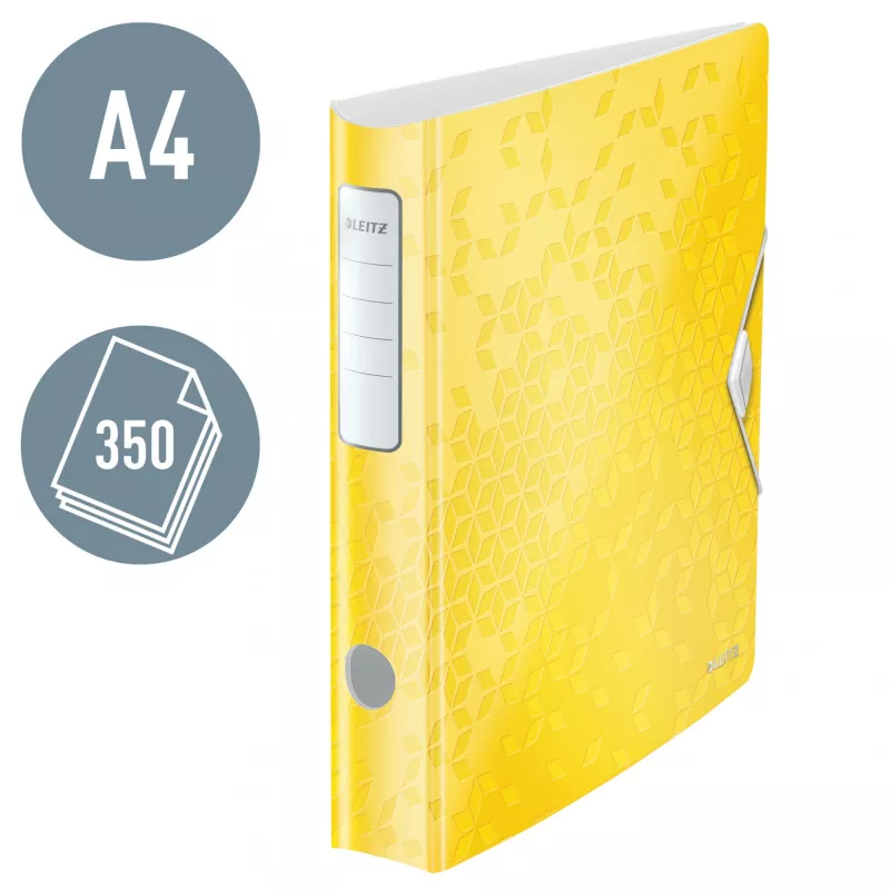 Leitz kausthoitja Active PP WOW A4/65mm, A4, D-rõngas, hoiustamine, polüvaht, kollane, 350 lehte