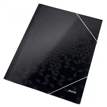 Leitz 3-klapiline kaust WOW Card/POB A4, klappkaust, A4, polüpropüleen (PP), must, 150 lehte, kummipael