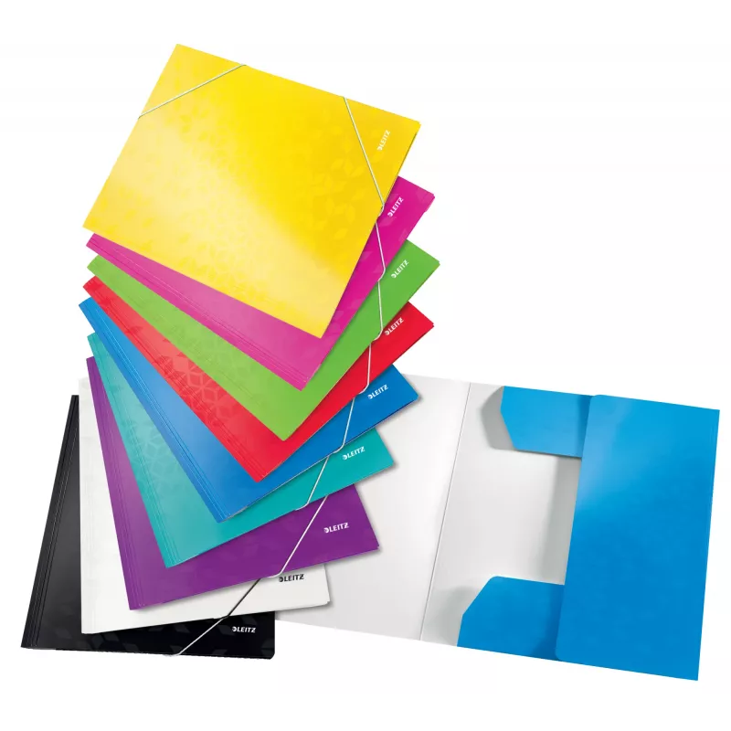 Leitz 3-klapiline kaust WOW Card/POB A4, klappkaust, A4, polüpropüleen (PP), must, 150 lehte, kummipael