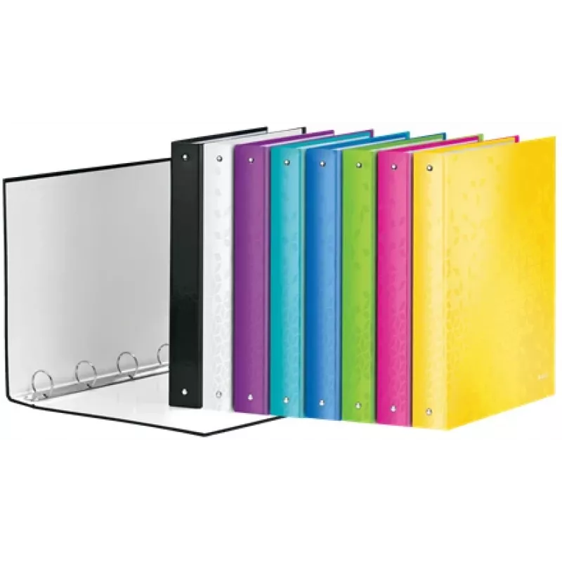 Leitz Ringbinder WOW lamineeritud A4+ 4DR/25mm, A4, ümarad rõngad, hoiustamiseks, kartong, must, läikiv