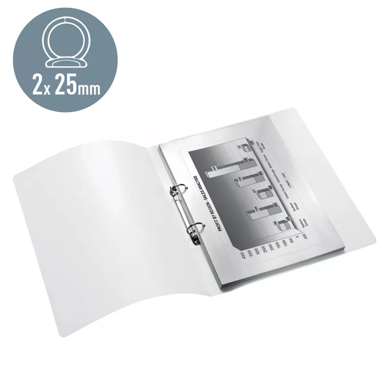 Leitz Ringbinder WOW PP A4 2RR/25mm, A4, ümmargune rõngas, polüpropüleen (PP), valge, 190 lehte, 80 g/m²