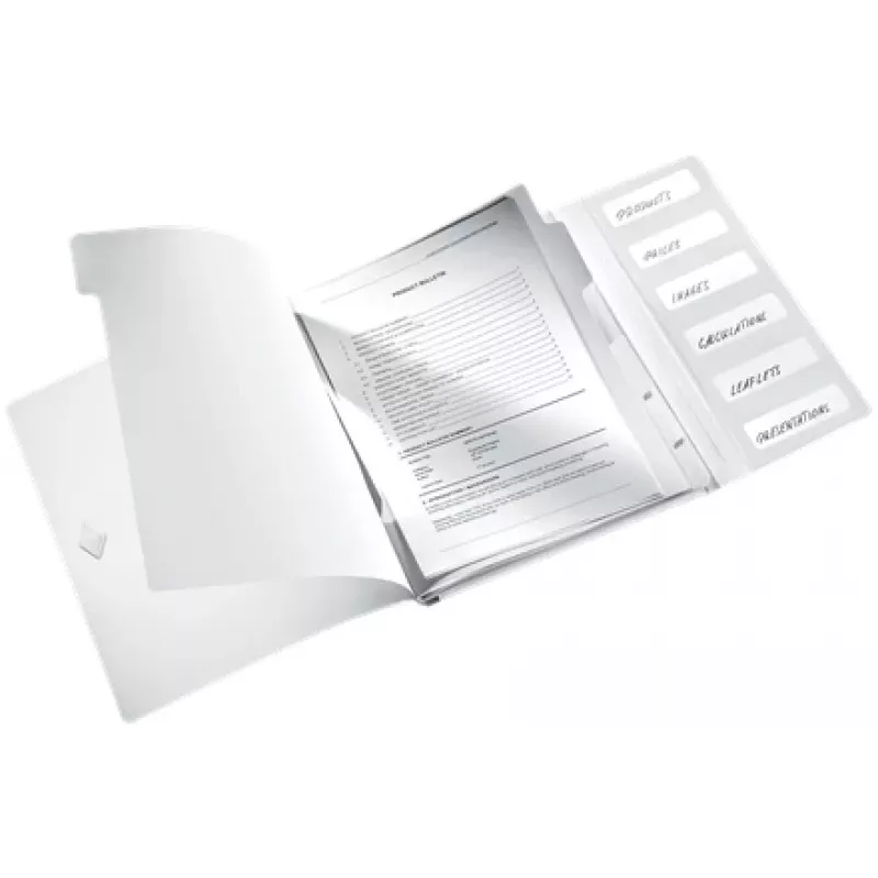 Leitz vaheleheraamat WOW PP 6 vahelehega, Tavalised kataloogikaaned, A4, Polüpropüleen (PP), Valge, Läikiv, 200 lehte