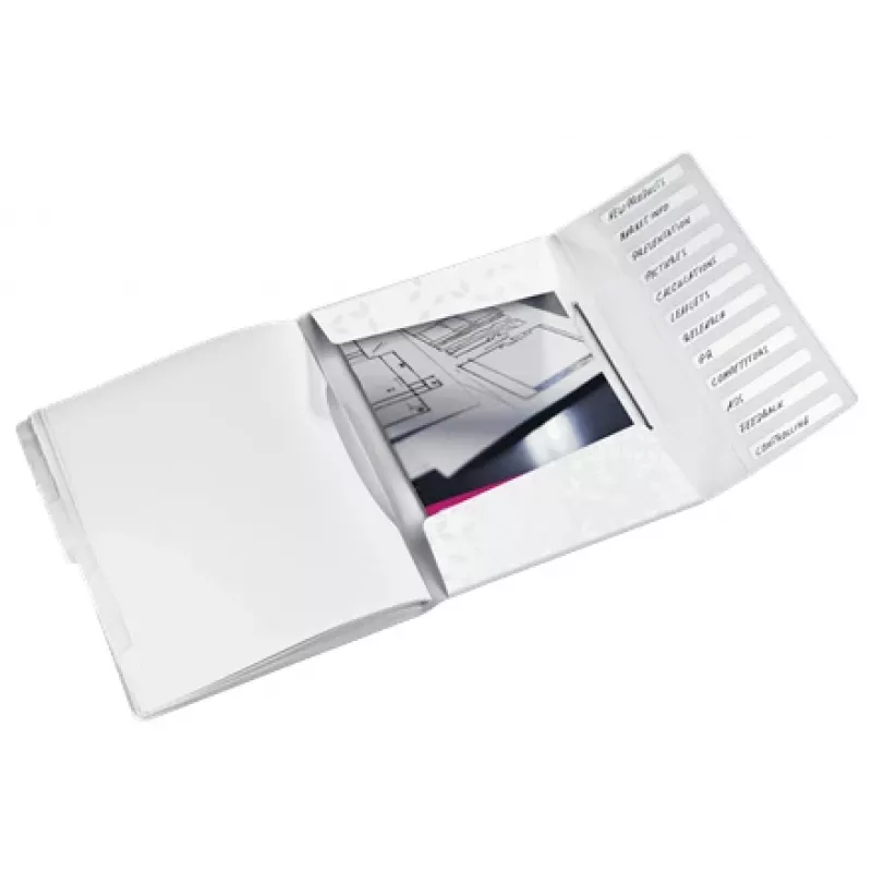 Leitz vahekaust WOW PP 12 vahelehega, tavaline mapp, A4, polüpropüleen (PP), valge, läikiv, 200 lehte