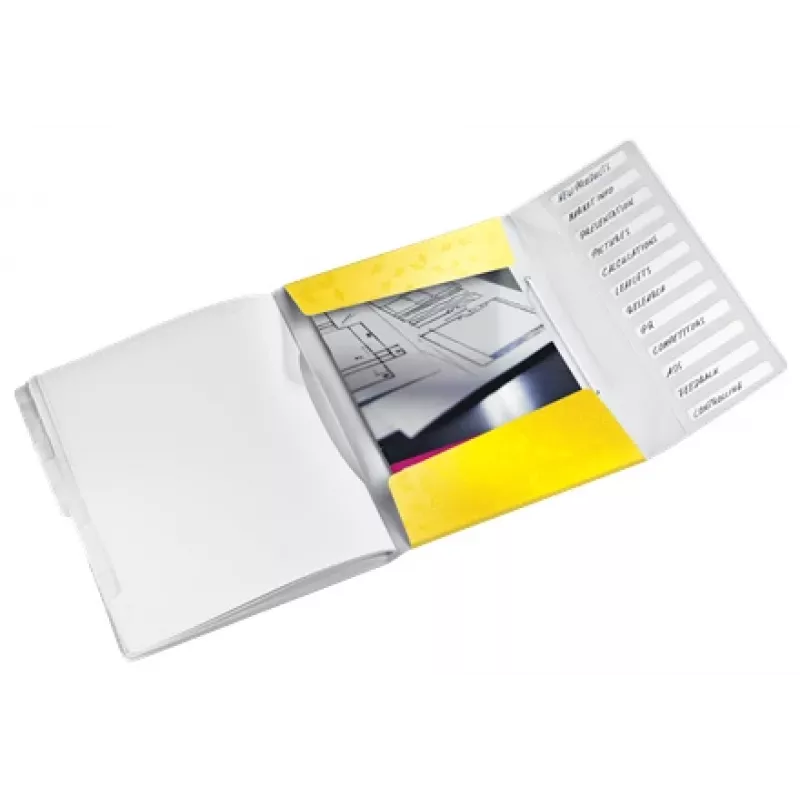 Leitz vaheleheraamat WOW PP 12 vahelehte, A4, polüpropüleen (PP), kollane, 200 lehte, 80 g/m², 265 mm