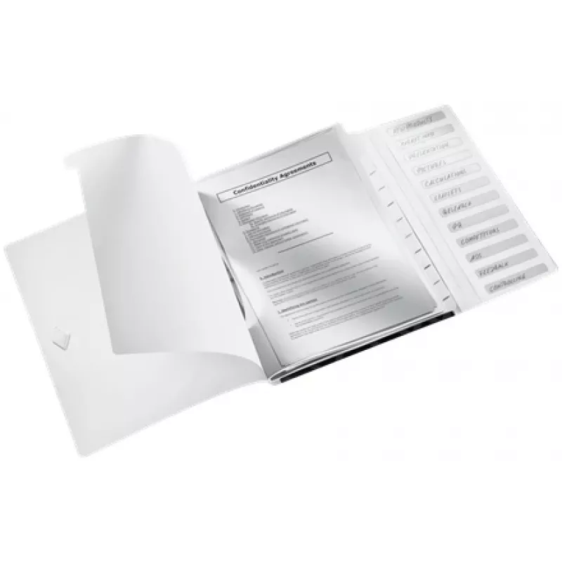 Leitz WOW PP vahelehtedega kiirköitja 12 vahelehte, tavaline kaust, A4, polüpropüleen (PP), must, läikiv, 200 lehte