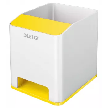 Leitz Sound Pen Holder WOW, valge, kollane, polüstüreen, 90 mm, 101 mm, 100 mm, 140 g