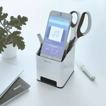 Leitz Sound Pen Holder WOW, must, valge, polüstüreen, 90 mm, 101 mm, 100 mm, 140 g