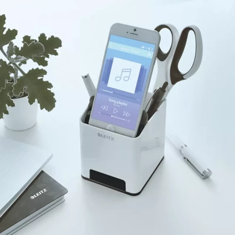 Leitz Sound Pen Holder WOW, must, valge, polüstüreen, 90 mm, 101 mm, 100 mm, 140 g