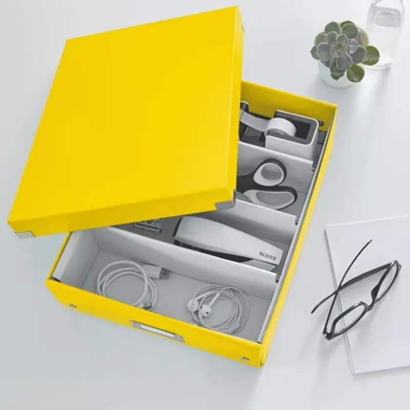 Leitz Click & Store WOW Medium Organiser Box, hoiukarp, kollane, ristkülikukujuline, kartong, ühevärviline, siseruumidesse