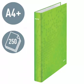 Leitz Ringbinder WOW Lamineeritud A4+ 2DR/25mm, A4+, D-rõngas, Kartong, Roheline, 250 lehte, 80 g/m²