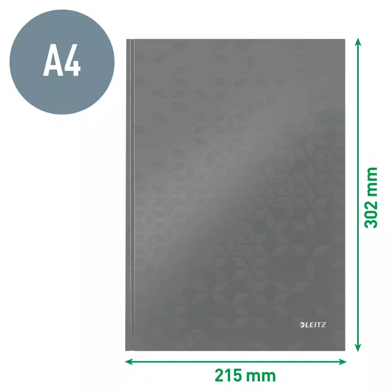 Leitz Notebook WOW A4 ruuduline kõva kaanega 90g/80 lehte, mustriline, roheline, A4, 80 lehte, 80 g/m², ruuduline paber