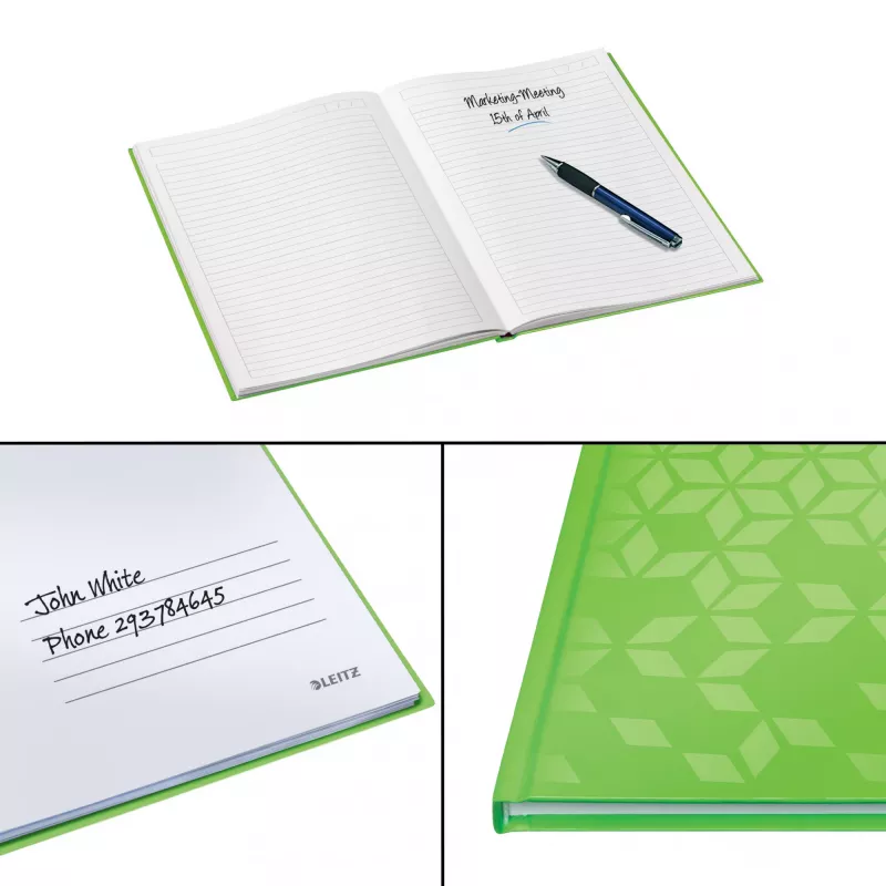 Leitz Notebook WOW A5 joonitud kõva kaanega 90g/80 lehte, muster, roheline, A5, 80 lehte, 80 g/m², joonitud paber