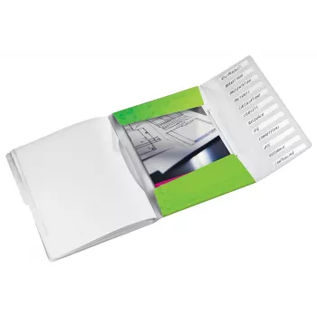 Leitz jagamisraamat WOW PP 12 vahelehte, A4, polüpropüleen (PP), roheline, 200 lehte, 80 g/m², 265 mm