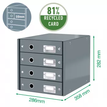 Leitz Click & Store WOW sahtlikapp (4 sahtlit), roheline, kartong, 286 mm, 356 mm, 282 mm