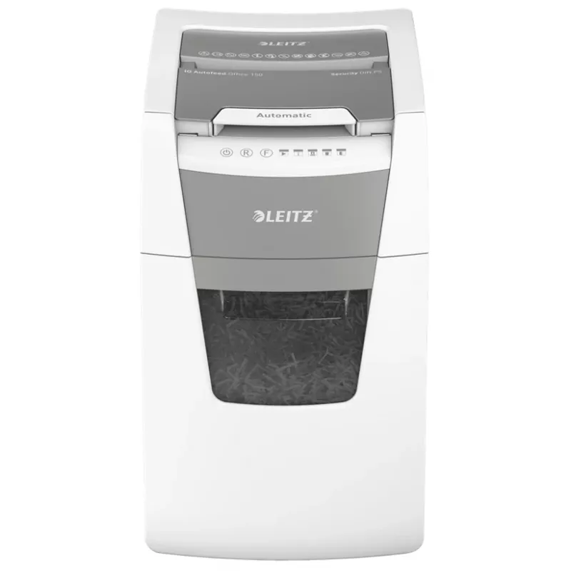 Leitz IQ Autofeed Office 150 automaatne paberipurustaja P5, mikropeenestus, 22 cm, 2 x 15 mm, 44 L, 500 lehte, 55 dB
