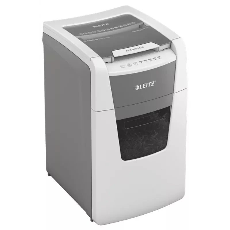 Leitz IQ Autofeed Office 150 automaatne paberipurustaja P5, mikropeenestus, 22 cm, 2 x 15 mm, 44 L, 500 lehte, 55 dB