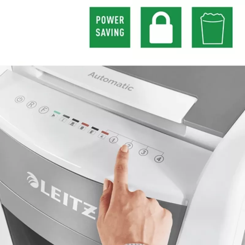 Leitz IQ Autofeed Office 300 automaatne paberipurustaja P5, mikro-purustus, 22 cm, 2 x 15 mm, 60 L, 700 lehte, 55 dB