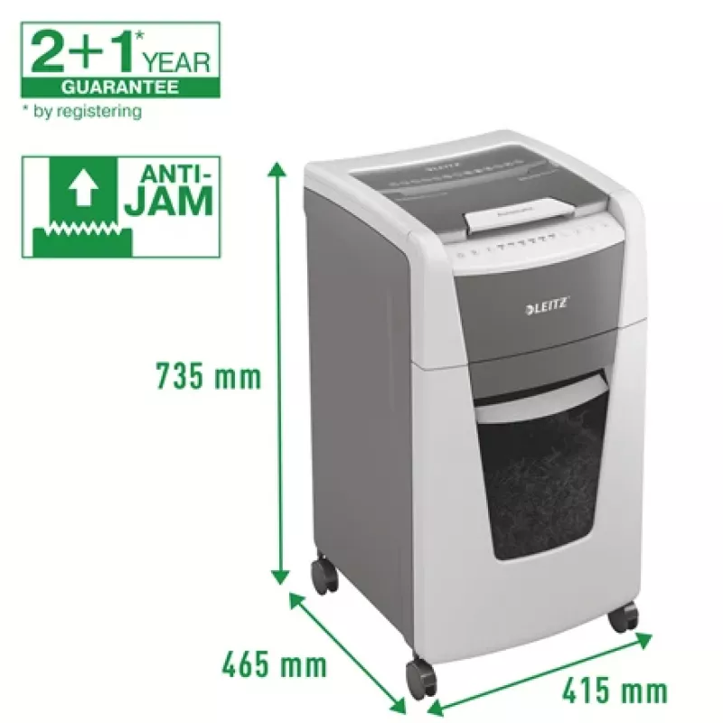 Leitz IQ Autofeed Office 300 automaatne paberipurustaja P5, mikro-purustus, 22 cm, 2 x 15 mm, 60 L, 700 lehte, 55 dB