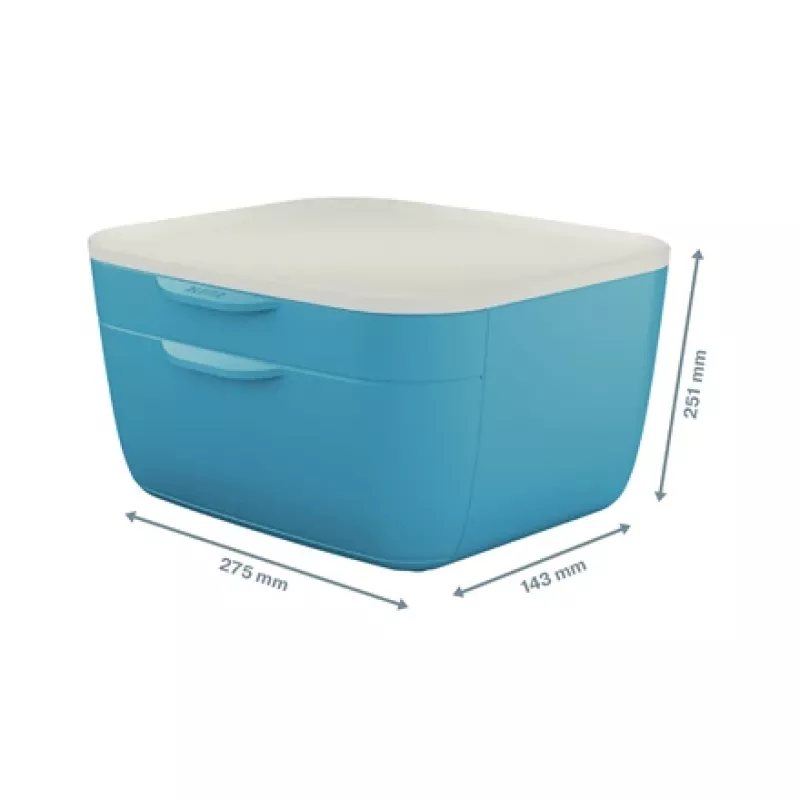 Leitz Cosy sahtlikapp, 2 sahtlit, Polüstüreen (PS), Sinine, Valge, 1 tk, 251 mm, 143 mm