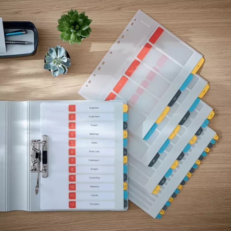 Leitz Cosy 1-10 prinditav register, PP, numbrisakiga register, polüpropüleen (PP), portree, A4 Maxi, 245 mm, 305 mm