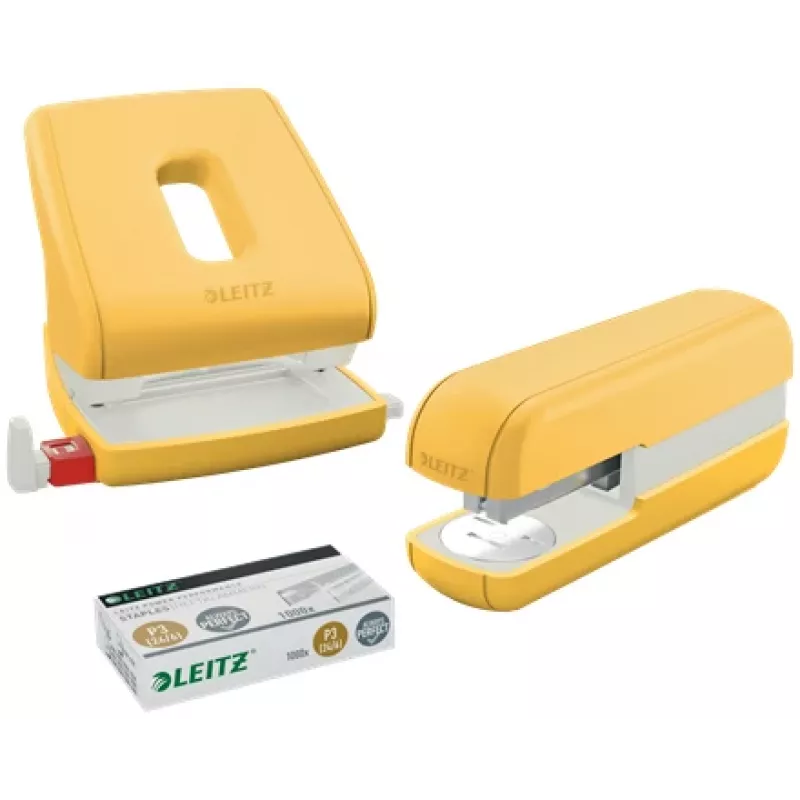 Leitz Cosy klammerdaja 30 lehte, 30 lehte, kollane, standardne klambrisulg, 24/6, metall, plast, 80 g/m²