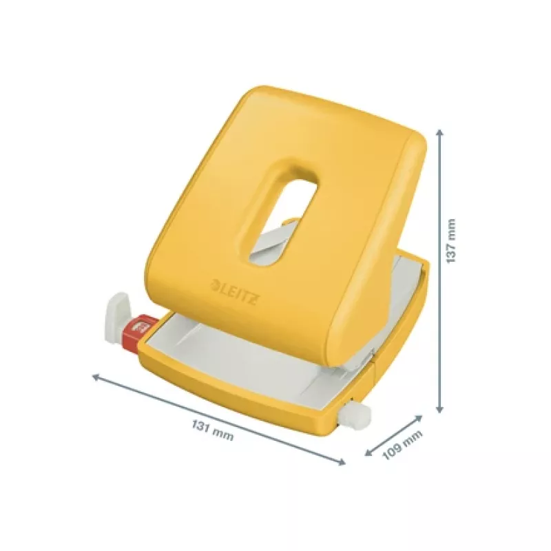 Leitz Cosy Hole Punch 2-auguline 30 lehte, 30 lehte, kollane, plastik, 8 cm, 5,5 mm, A4