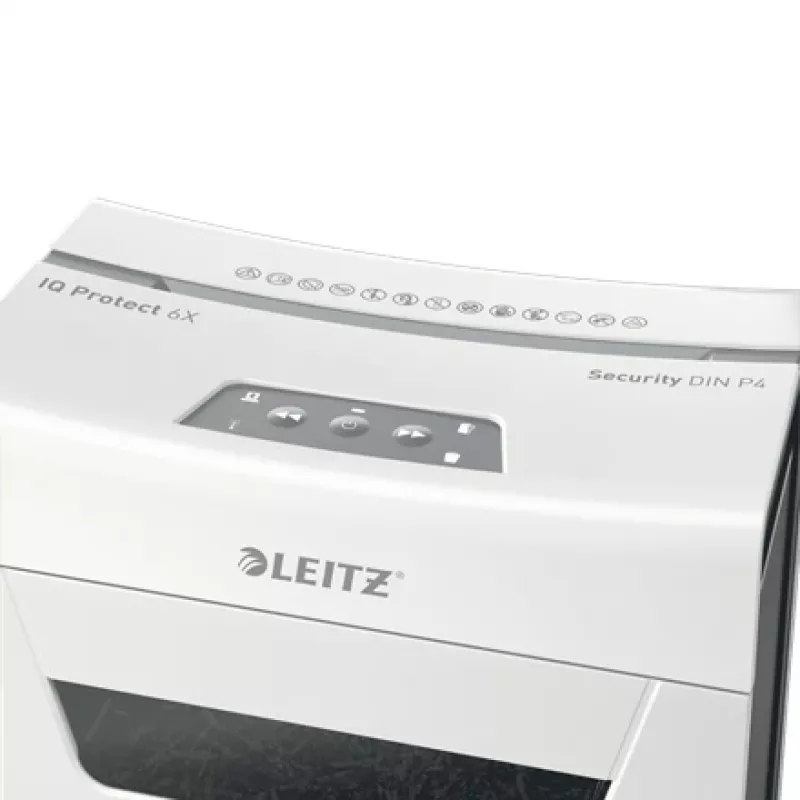 Leitz IQ Protect Premium paberipurustaja 6X P4, 4 x 40 mm, 10 L, 100 lehte, 55 dB, puutega, 6 lehte
