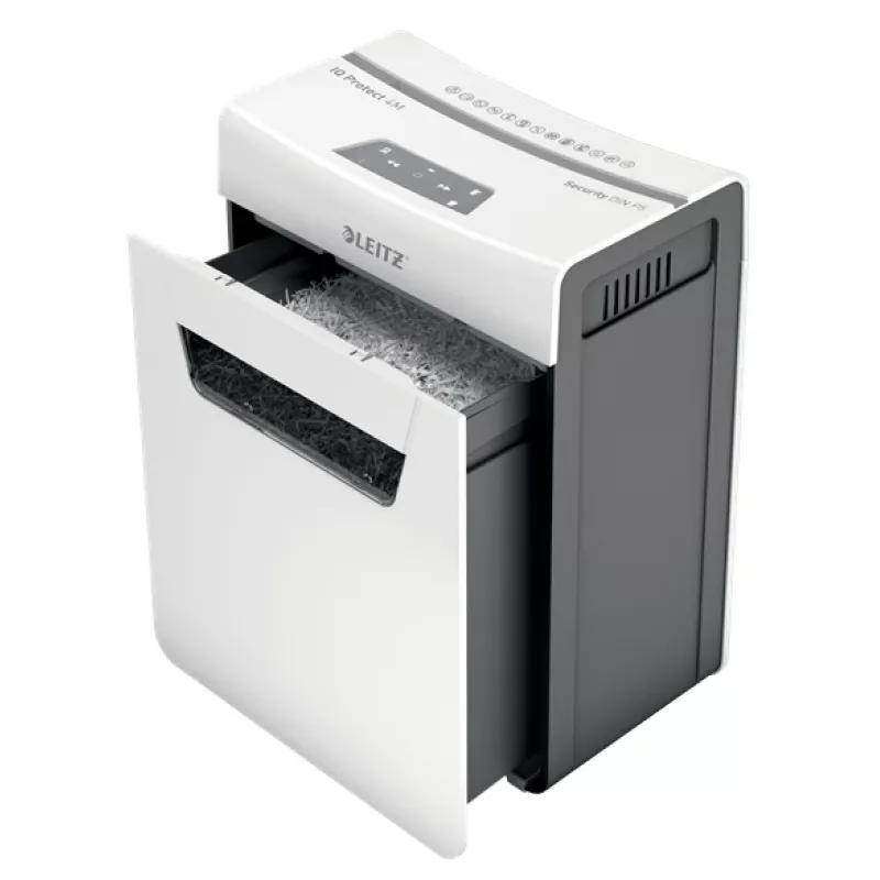 Leitz IQ Protect Premium paberipurustaja 4M P5, mikrohakkimine, 2 x 15 mm, 14 L, 150 lehte, 55 dB, puutetundlik
