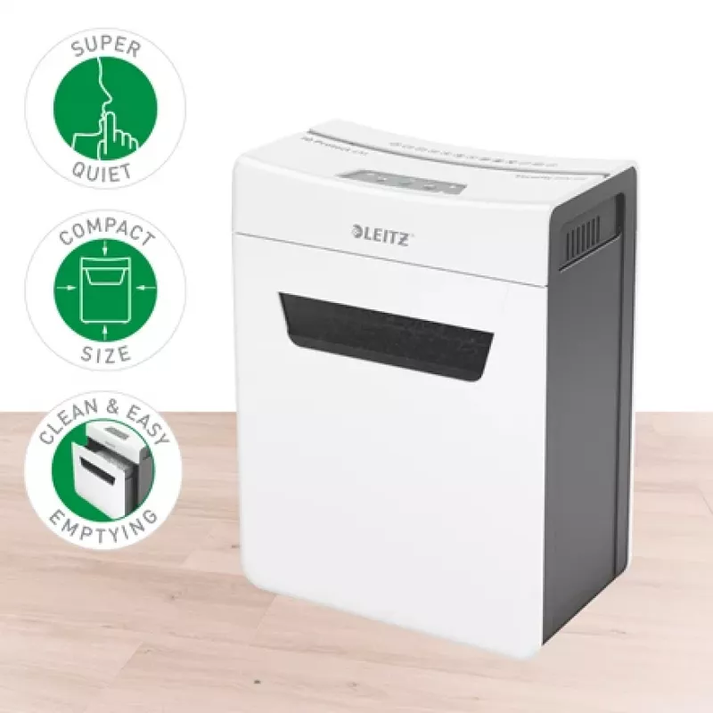 Leitz IQ Protect Premium paberipurustaja 4M P5, mikrohakkimine, 2 x 15 mm, 14 L, 150 lehte, 55 dB, puutetundlik