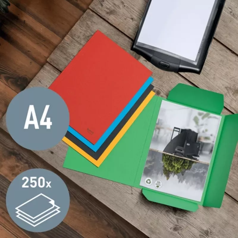 Leitz Recycle Card 3-Flap Folder, kaustikust kaust, A4, kartong, punane, 250 lehte, 80 g/m²
