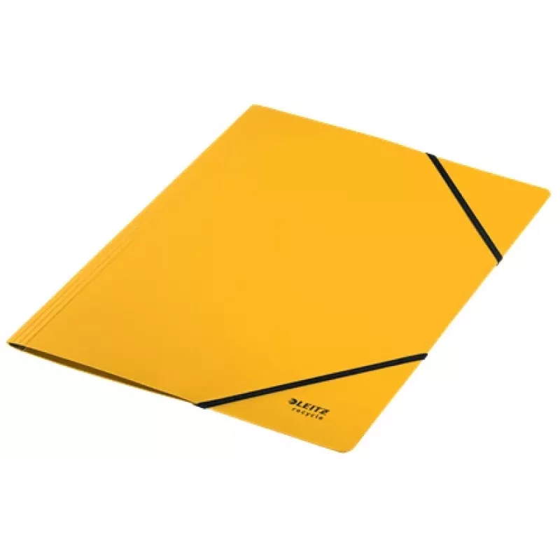 Leitz Recycle pappkaust kummipaeltega, tavaline dokumentide kaust, A4, kartong, kollane, horisontaal-/vertikaalpaigutus, 250 lehte