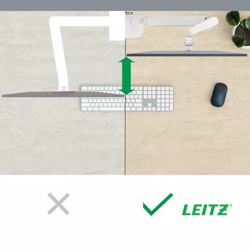 Leitz Ergo ruumisäästlik kahe monitori ja sülearvuti käsi, klamber/läbiviigukinnitus, 9 kg, 33 cm (13 tolli), 81,3 cm (32 tolli), 100 x 100 mm, hall