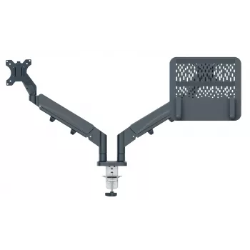 Leitz Ergo ruumisäästlik topeltmonitori ja sülearvuti käsi, klamber/läbiviigukinnitus, 18 kg, 43,2 cm (17 tolli), 81,3 cm (32 tolli), 100 x 100 mm, tumehall