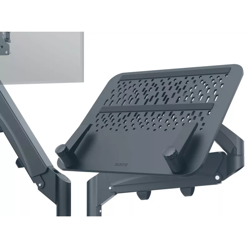 Leitz Ergo ruumisäästlik topeltmonitori ja sülearvuti käsi, klamber/läbiviigukinnitus, 18 kg, 43,2 cm (17 tolli), 81,3 cm (32 tolli), 100 x 100 mm, tumehall