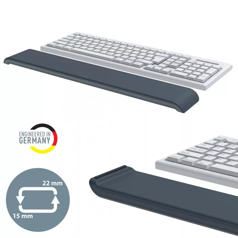 Leitz Ergo reguleeritav klaviatuuri randmetugi, tumedam hall, 71 mm, 437 mm, 22 mm, 1 tk