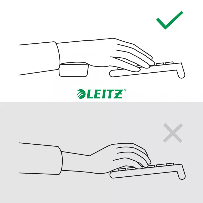 Leitz Ergo reguleeritav klaviatuuri randmetugi, tumedam hall, 71 mm, 437 mm, 22 mm, 1 tk