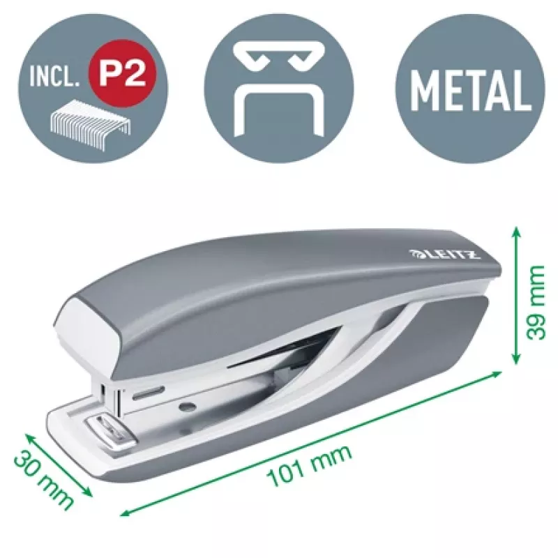 Leitz klammerdaja ja auguraua komplekt Mini WOW, 10 lehte, punane, P2, metall, 80 g/m², 3,5 cm