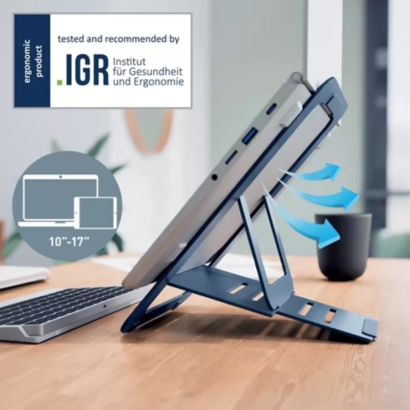Leitz Ergo Aluminium üliõhuke reguleeritav sülearvutialus, sülearvuti- ja tahvelarvutihoidik, tumehall, alumiinium, 25.4 cm (10 tolli), 43.2 cm (17 tolli), 25.4 cm (10 tolli)