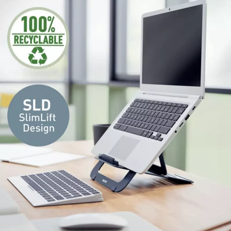 Leitz Ergo Aluminium üliõhuke reguleeritav sülearvutialus, sülearvuti- ja tahvelarvutihoidik, tumehall, alumiinium, 25.4 cm (10 tolli), 43.2 cm (17 tolli), 25.4 cm (10 tolli)
