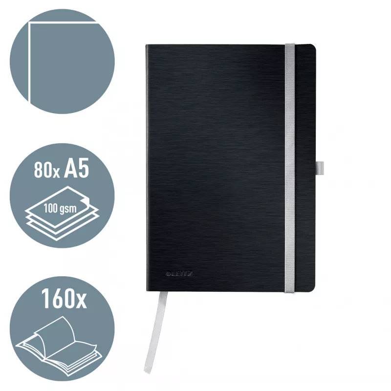 Leitz Style märkmik A5 joonimata pehmekaanega, monokroomne, must, A5, 80 lehte, 100 g/m², pehmekaaneline