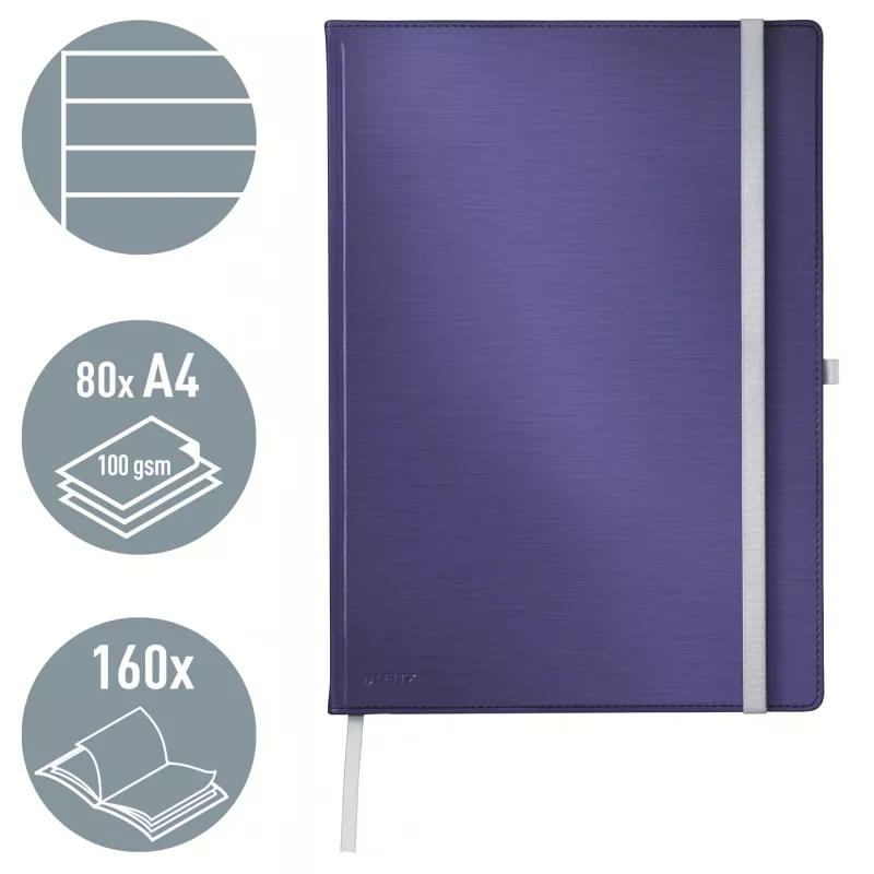Leitz Style Notebook A4 joonega kõva kaanega, ühevärviline, sinine, A4, 80 lehte, 100 g/m², joonitud paber