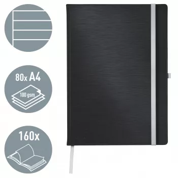 Leitz Style märkmik A4 joonitud kõva kaanega, Monokromaatiline, Must, A4, 80 lehte, 100 g/m², Joonitud paber