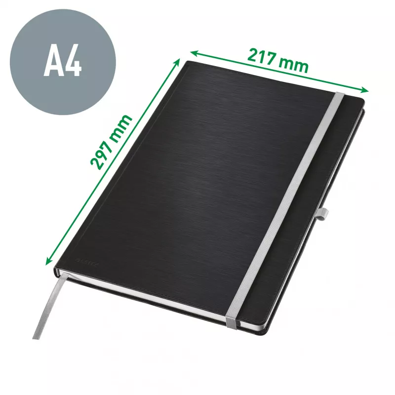Leitz Style märkmik A4 joonitud kõva kaanega, Monokromaatiline, Must, A4, 80 lehte, 100 g/m², Joonitud paber