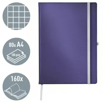 Leitz Style märkmik A4 ruuduline kõva kaanega, Ühevärviline, Sinine, A4, 80 lehte, 100 g/m², Ruuduline paber