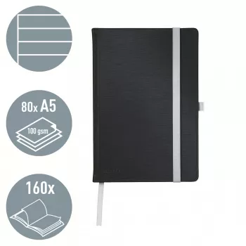 Leitz Style märkmik A5 joonitud kõva kaanega, ühevärviline, must, A5, 80 lehte, 100 g/m², joonitud paber