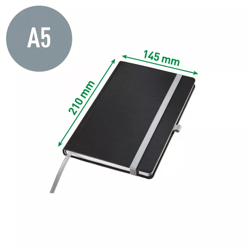 Leitz Style märkmik A5 joonitud kõva kaanega, ühevärviline, must, A5, 80 lehte, 100 g/m², joonitud paber