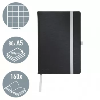 Leitz Style märkmik A5 ruuduline kõvakaanega, Monokromaatiline, Must, A5, 80 lehte, 100 g/m², Ruuduline paber