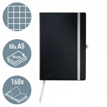 Leitz Style märkmik A5 ruuduline pehme kaanega, ühevärviline, must, A5, 80 lehte, 100 g/m², ruuduline paber
