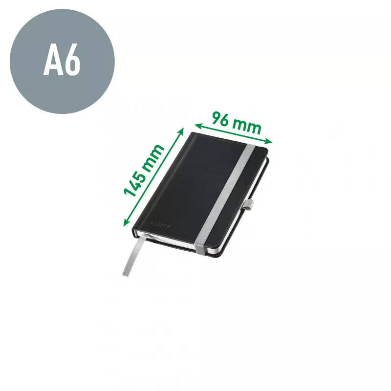 Leitz Style märkmik A6 ruuduline kõva kaanega, Monokromaatiline, Must, A6, 80 lehte, 100 g/m², ruuduline paber