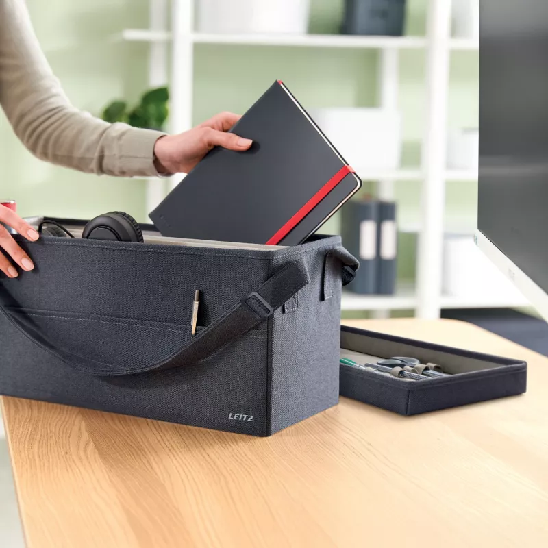 Leitz Fabric Hot Desking Work Bag with Lid, hoiukott, hall, ristkülikukujuline, kangas, ühevärviline, unisex
